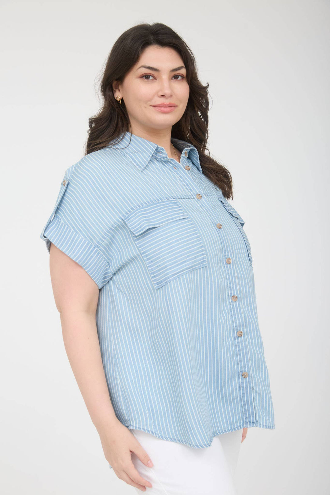Plus CHAMBRAY TOP - Baycreek & Co