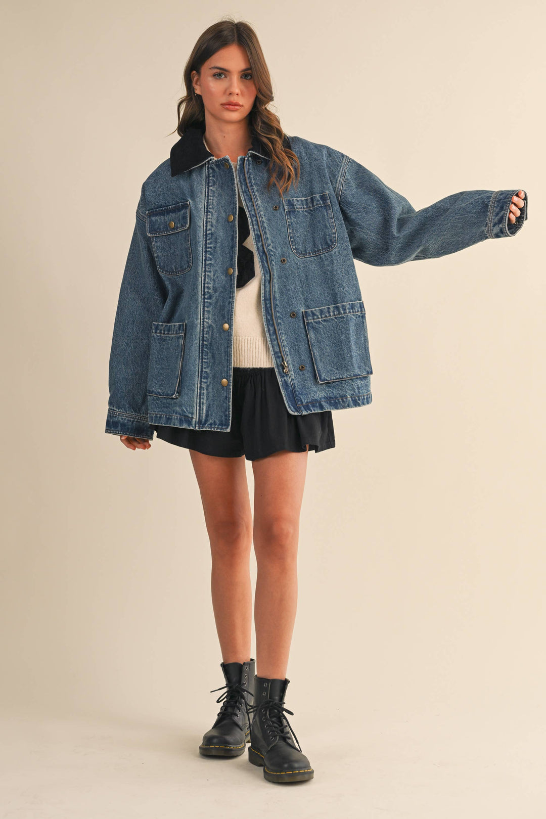 The Corduroy-Collar Denim Jacket