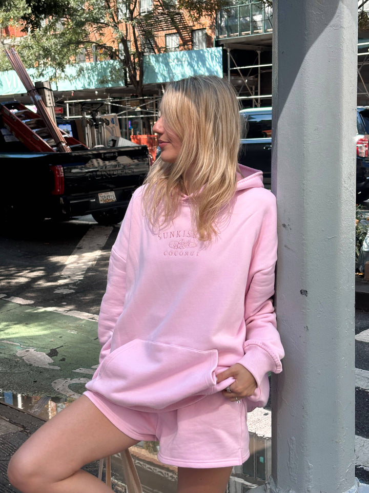 Light Pastel Magenta Stitched Sunkissedcoconut Logo Hoodie 100% Cotton - Baycreek & Co