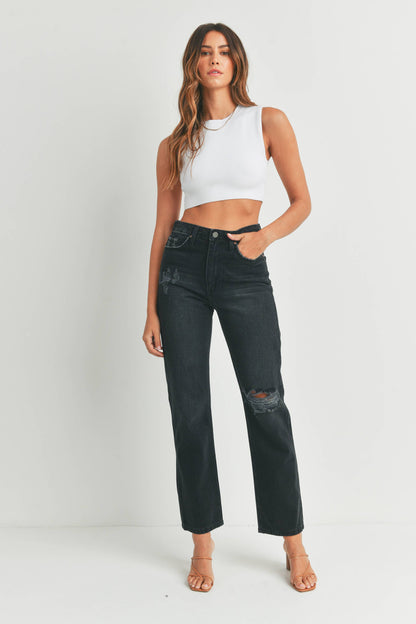 High Rise Long Straight Jean