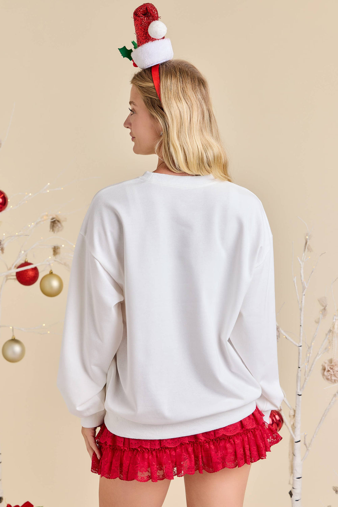 Festive Bow Embroidered Sweatshirt