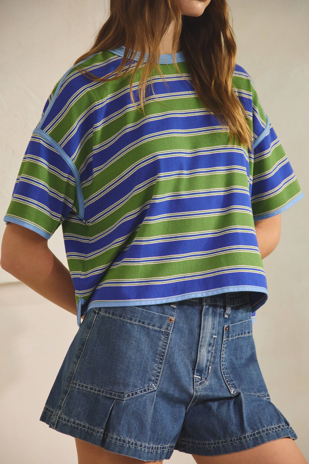 P3060 Abbie Pleated Denim Shorts - Baycreek & Co