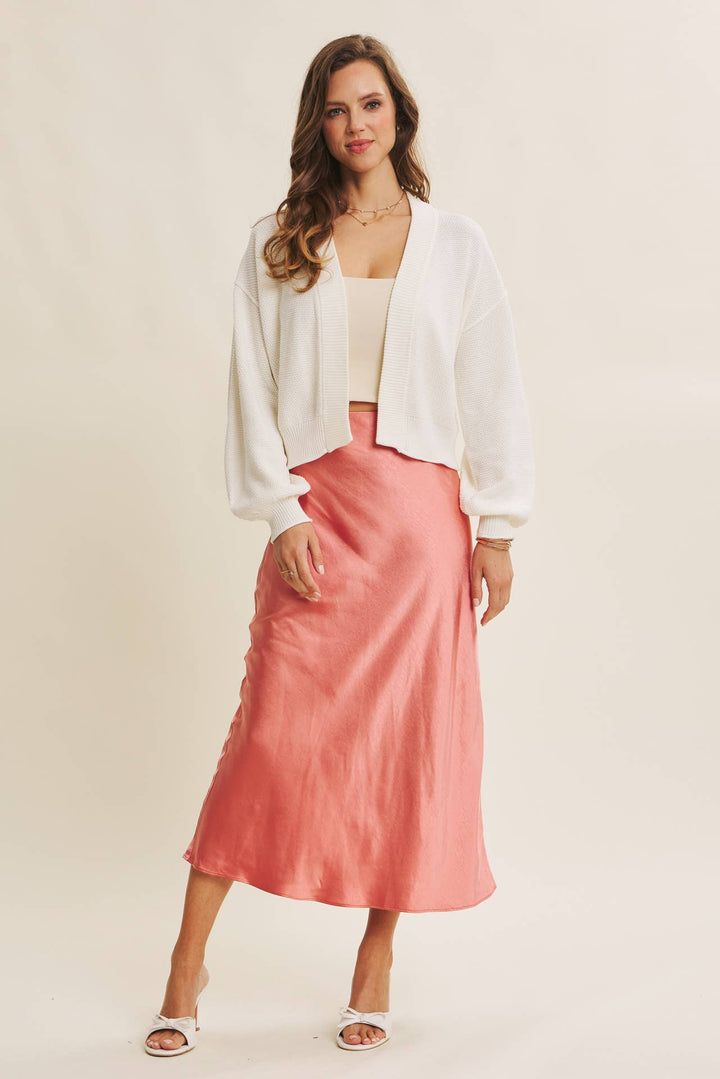 TIMELESS LAYERING WAFFLE SWEATER CARDIGAN IN BALLOON SLEEVES - Baycreek & Co