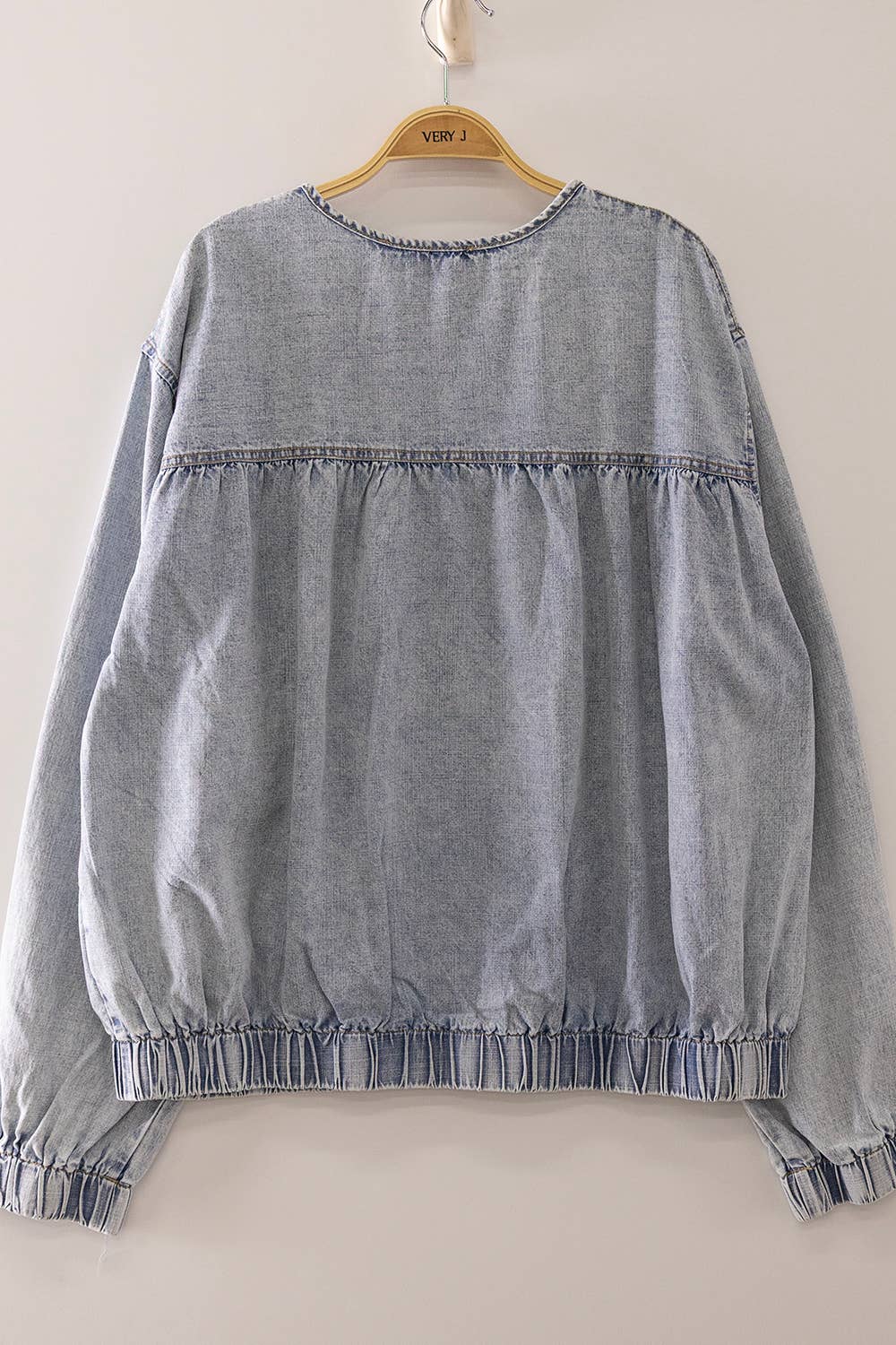 VJT80102-VERY JEAN Tiered Layers Washed Denim Jacket - Baycreek & Co