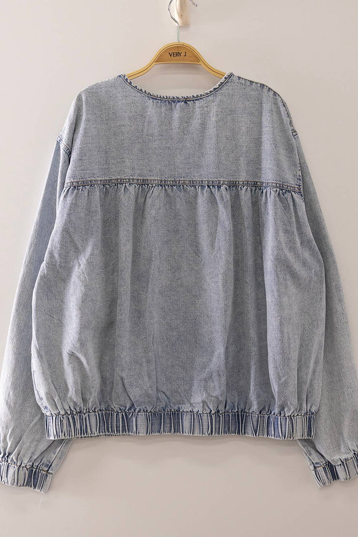 VJT80102-VERY JEAN Tiered Layers Washed Denim Jacket - Baycreek & Co