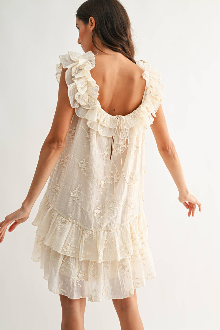 Ruffled Embroider Tiered Dress - Baycreek & Co