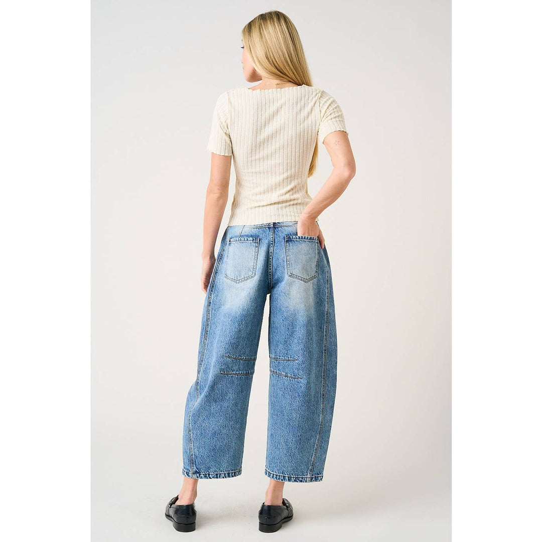 PATCHWORK BARREL JEANS - Baycreek & Co