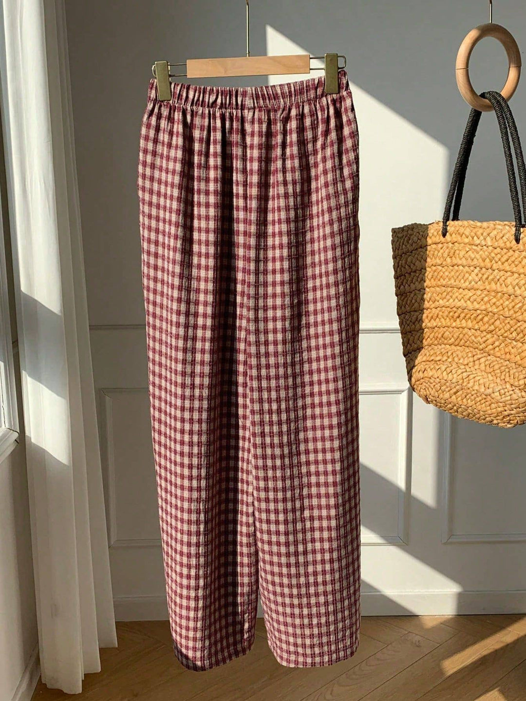 Plaid Wide Leg Pants - Baycreek & Co