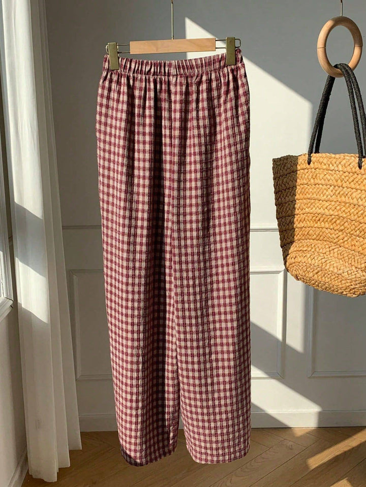 Plaid Wide Leg Pants - Baycreek & Co