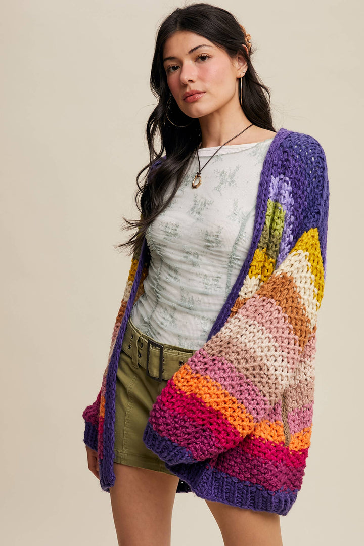 Rainbow Hand-Crochet Open Cardigan LSW0620 - Baycreek & Co