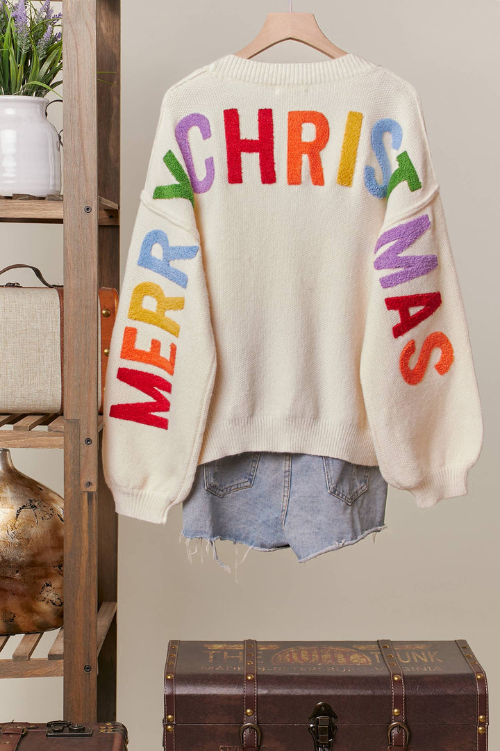 Merry Letter Knit Cardigan