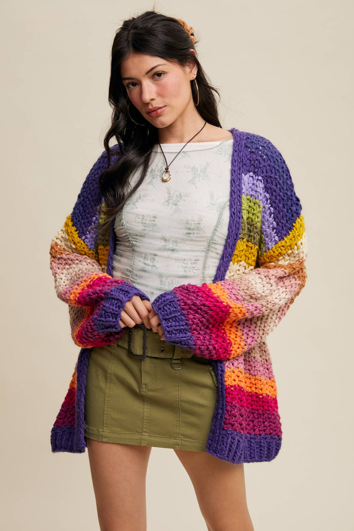 Rainbow Hand-Crochet Open Cardigan LSW0620 - Baycreek & Co