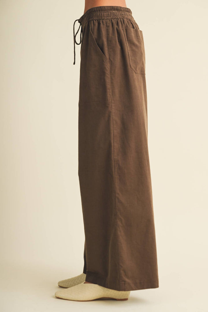 Wide-Leg Corduroy Elasticated Waist Trousers: Brown / S - Baycreek & Co