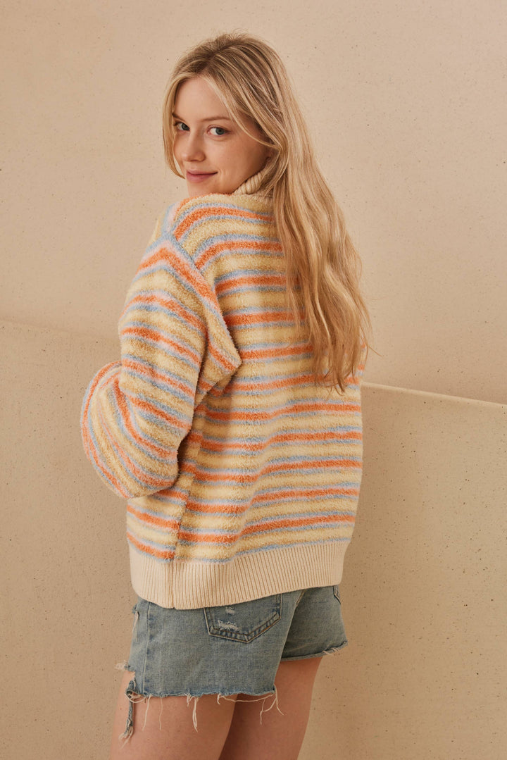 Turtle Neck Multi Striped Sweater - Baycreek & Co
