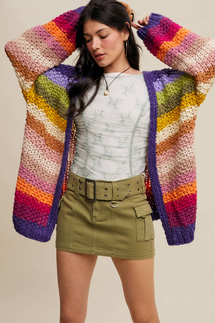 Rainbow Hand-Crochet Open Cardigan LSW0620 - Baycreek & Co