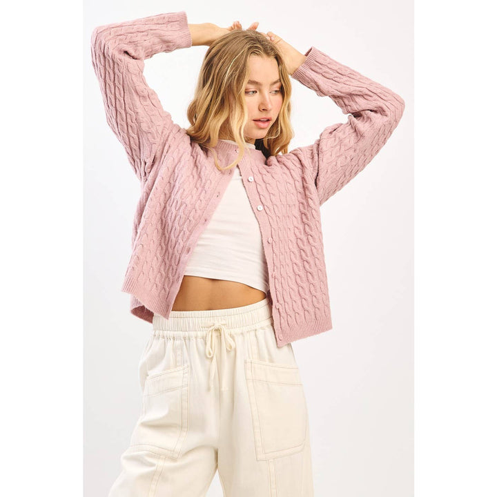 Rosewood Cable Knit Cardigan