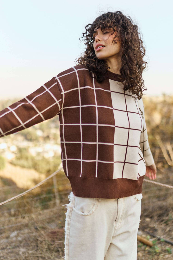 Chestnut Check Sweater