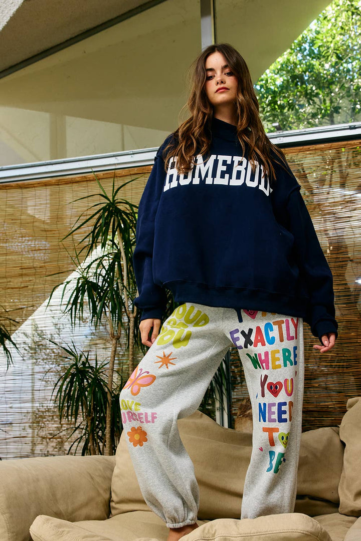 IP5812 | Inspirational Graphic Jogger Sweatpants - Baycreek & Co