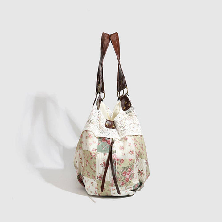 Floral Patchwork Lace Trim Tote Bag 8CW6BBG94 - Baycreek & Co