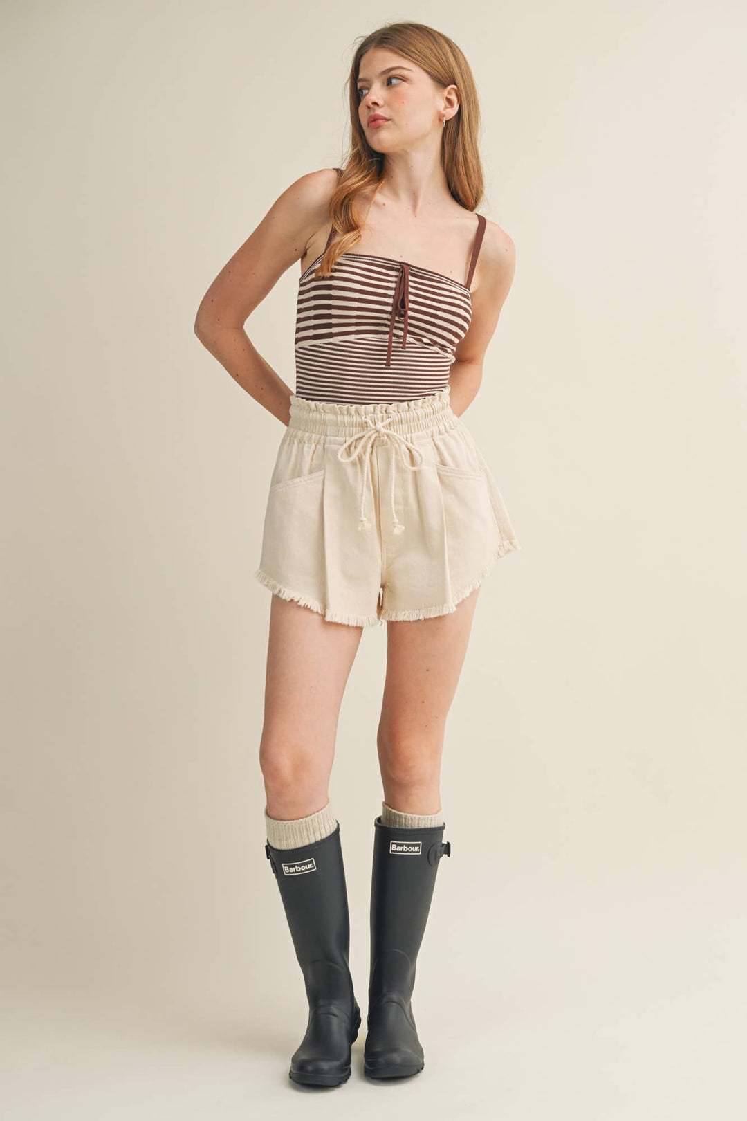 Frayed Hem Rope Shorts - Baycreek & Co