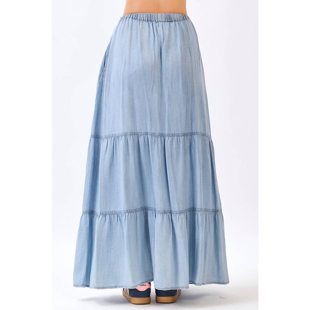 Chambray Front Button Skirt