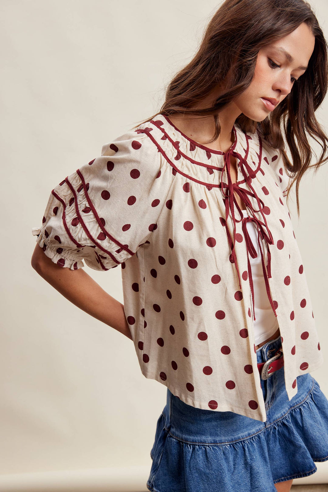 Polka Dot Ruffle Blouse