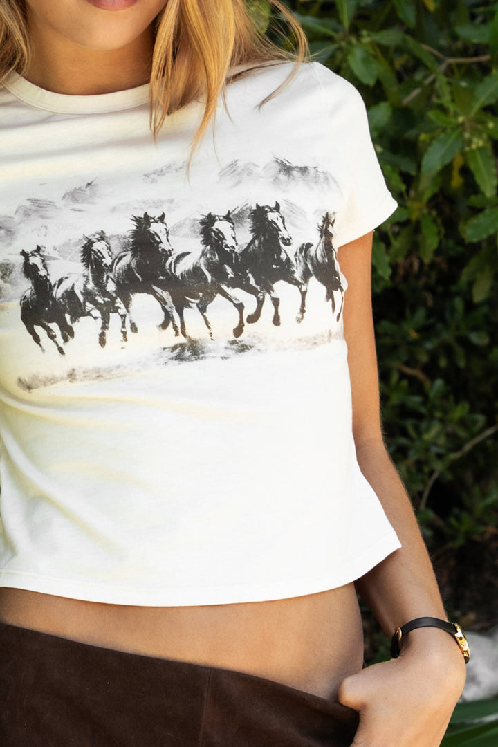 BRONWEN Western Graphic Cropped Baby Tee - Baycreek & Co
