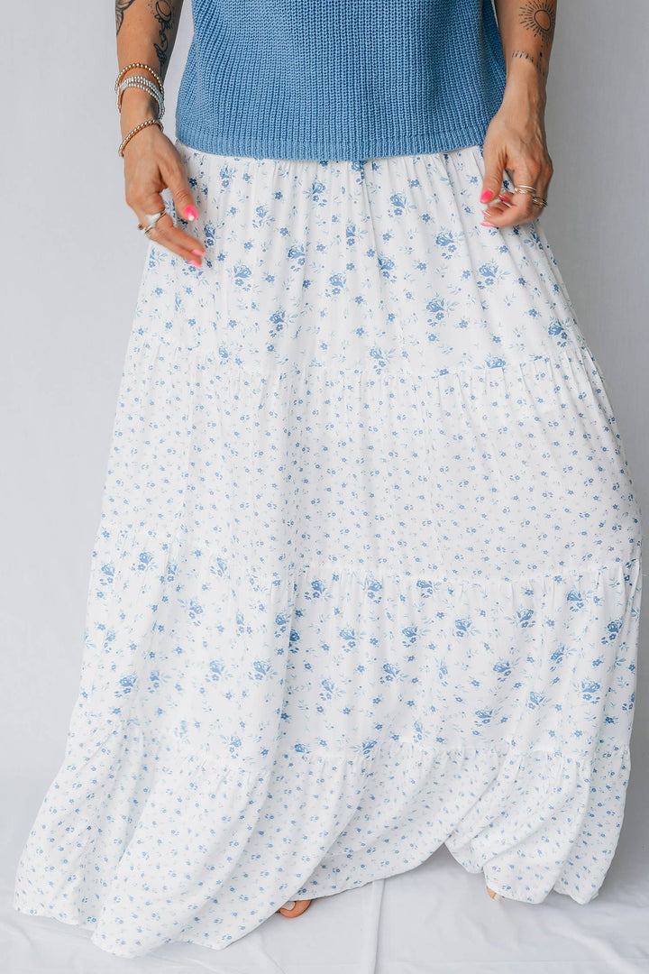 LDC High Waist Tiny Floral Print Boho Maxi Skirt - Baycreek & Co