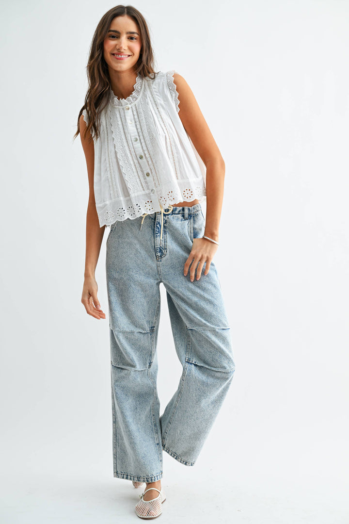Broderie Cotton Blouse - Baycreek & Co