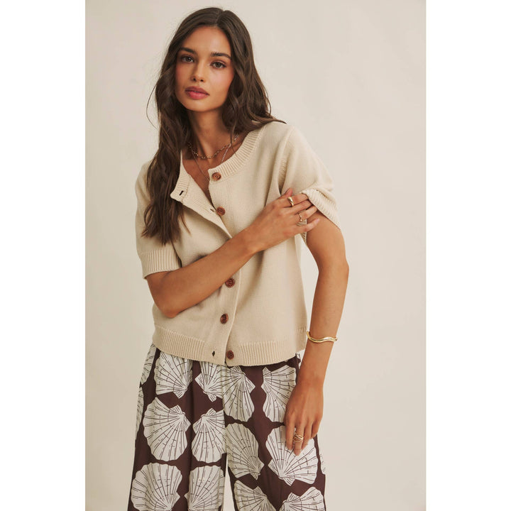 WEEKEND COFFEE COTTON KNIT CARDIGAN IN MINIMAL SILHOUETTE - Baycreek & Co