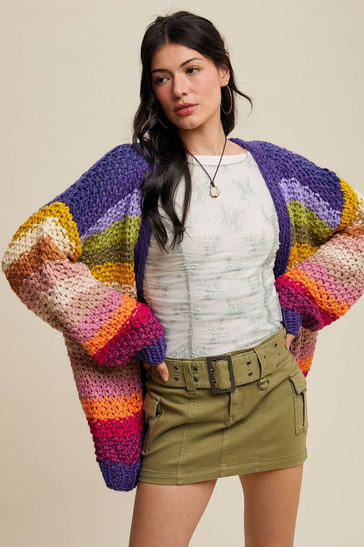 Rainbow Hand-Crochet Open Cardigan LSW0620 - Baycreek & Co