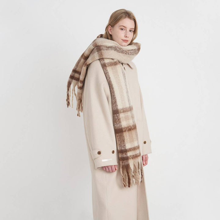 French Retro Plaid Scarf - Winter Tassel Wrap_CWASC0327 - Baycreek & Co