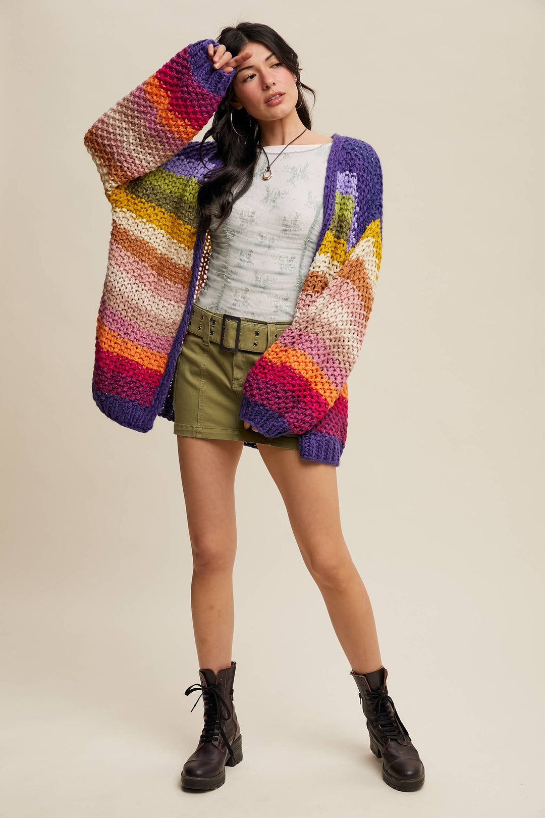 Rainbow Hand-Crochet Open Cardigan LSW0620 - Baycreek & Co