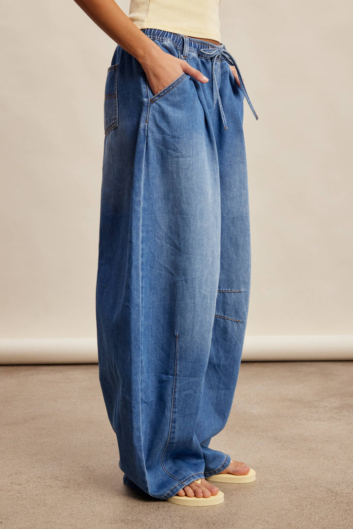 Drawstring Wide-Leg Denim Pants LP0278 - Baycreek & Co