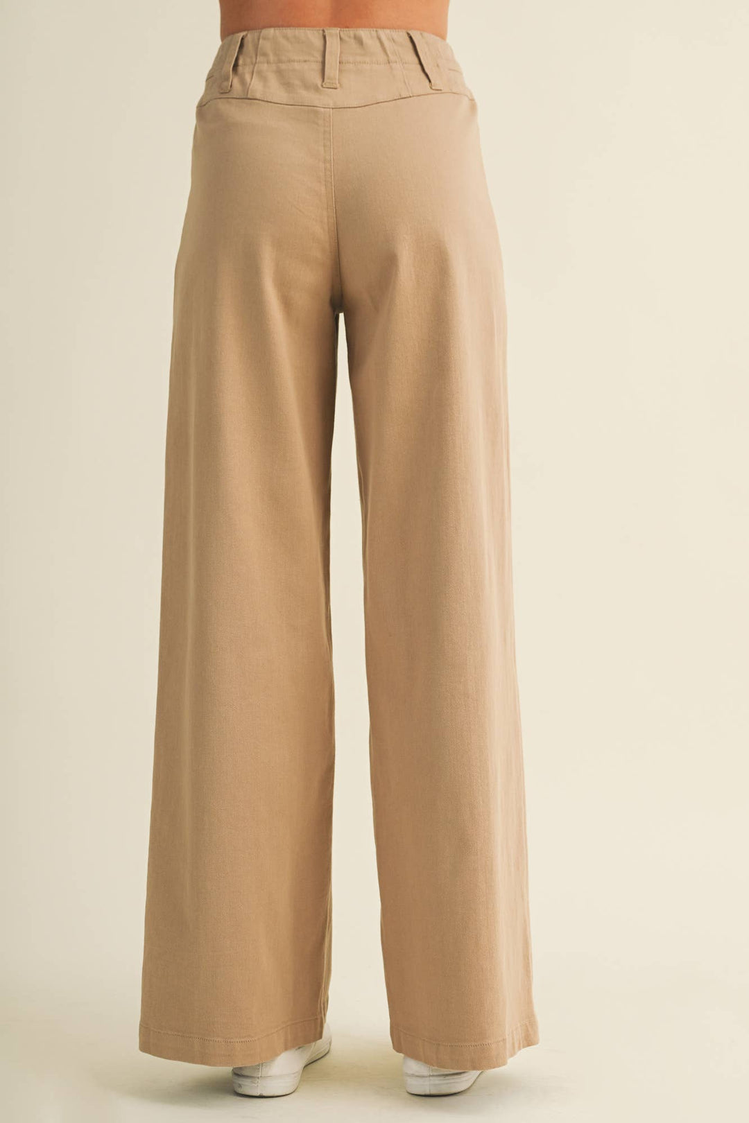 Center-Seam High-Waist Wide-Leg Trousers: TAUPE / S - Baycreek & Co