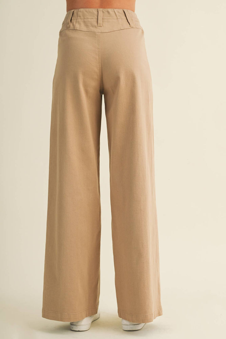 Center-Seam High-Waist Wide-Leg Trousers: TAUPE / S - Baycreek & Co