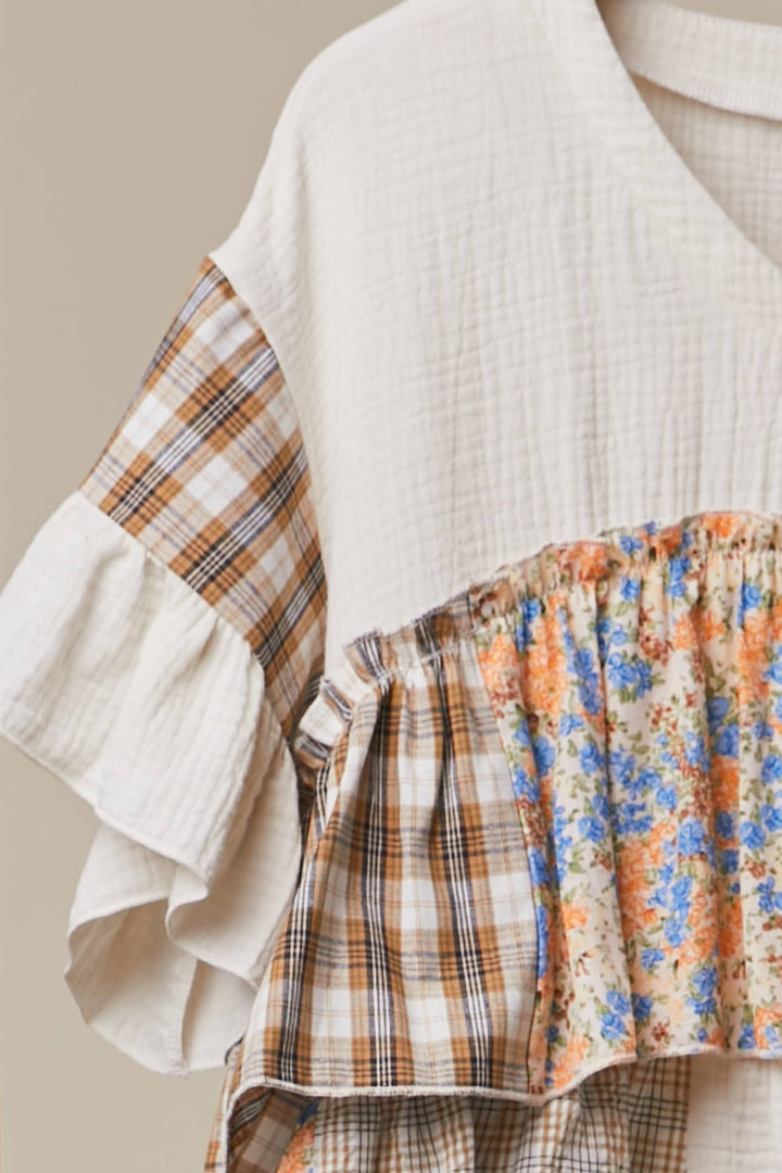 Vintage Patchwork Ruffle Hem Top - Baycreek & Co