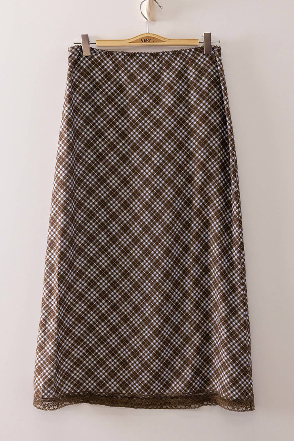 NS50220-Plaid Midi Skirt with elastic waistband : CHOCO MIX / S-M-L/2-2-2 - Baycreek & Co
