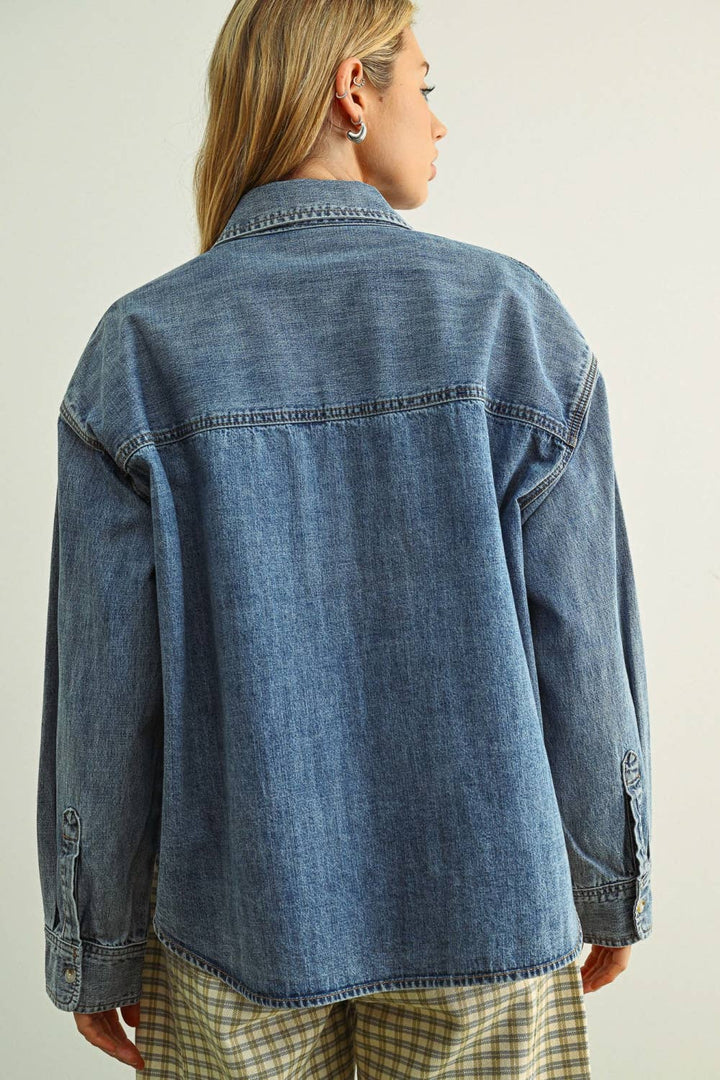 T6249   WASHED DENIM BUTTON DOWN SHIRTS - Baycreek & Co