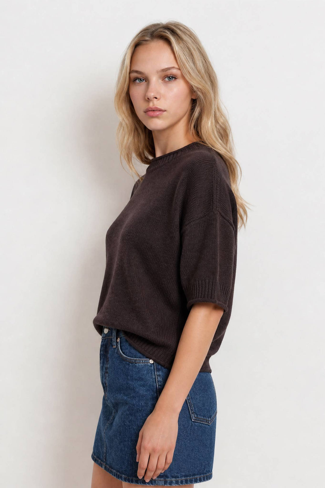 EXPOSED SEAM DROP SHOULDER SHORT SLEEVE PULLOVER - Baycreek & Co