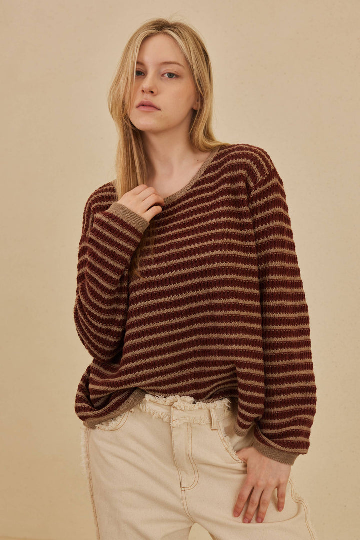 Striped Relaxed Fit Sweater - Baycreek & Co