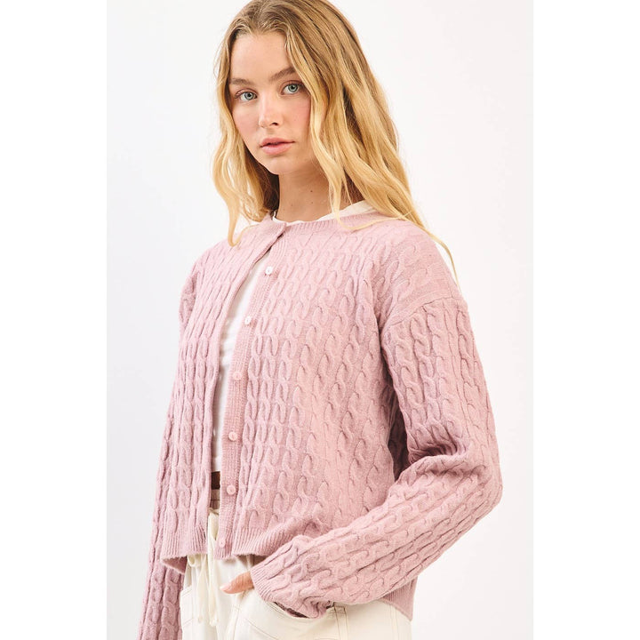 Rosewood Cable Knit Cardigan