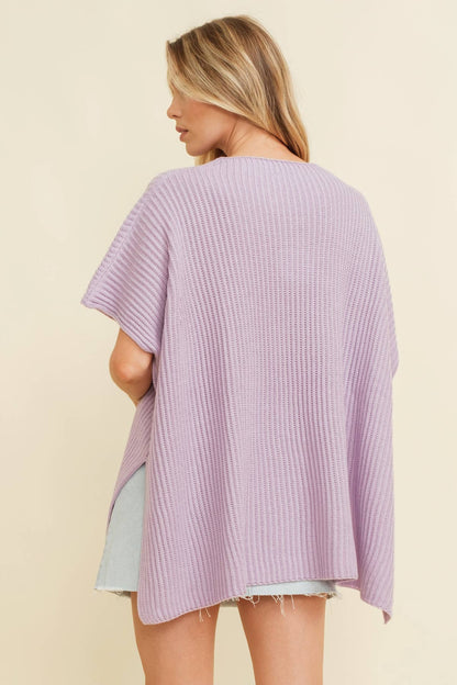 Classic Split Hem Knit Poncho - Women's