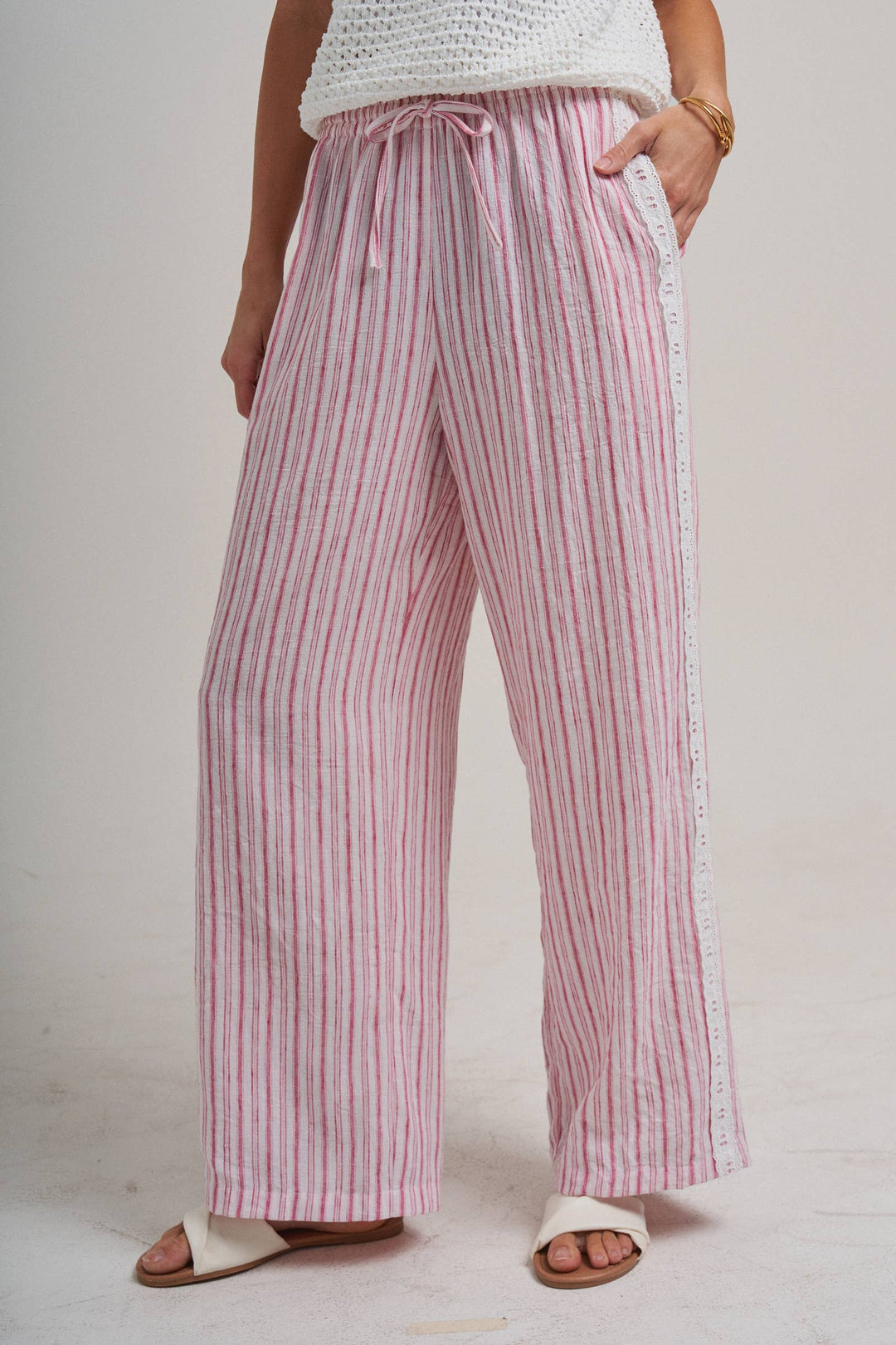 Pink Lace & Linen Bottoms