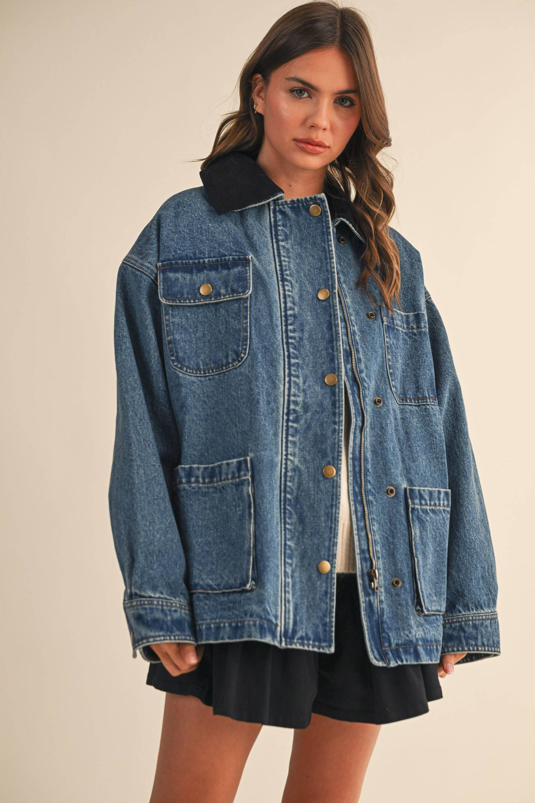 The Corduroy-Collar Denim Jacket