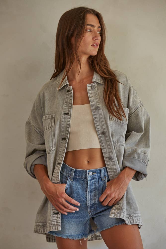 Woven Washed Denim Jacket