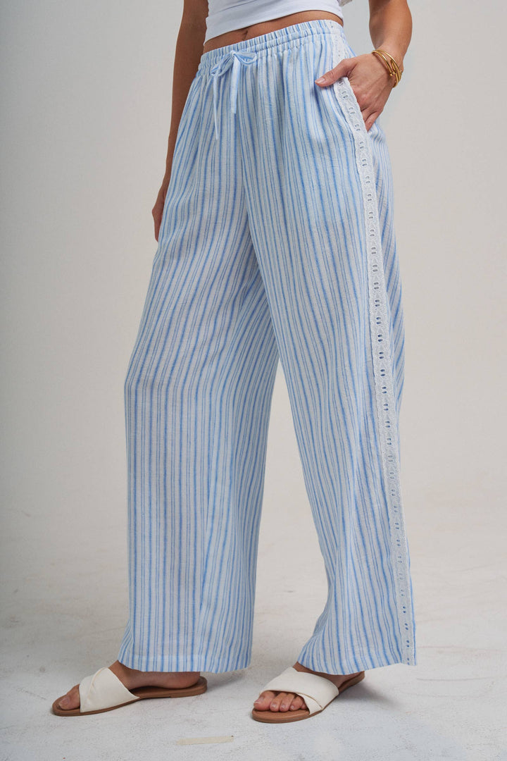 Blue Lace & Linen Bottoms