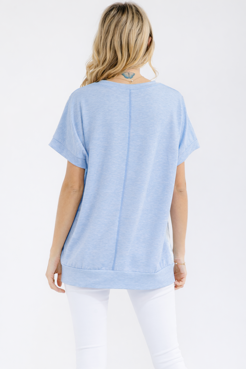 [PLUS SIZE] Contrast Floral Lace Short Sleeve Top T6225XL - Baycreek & Co