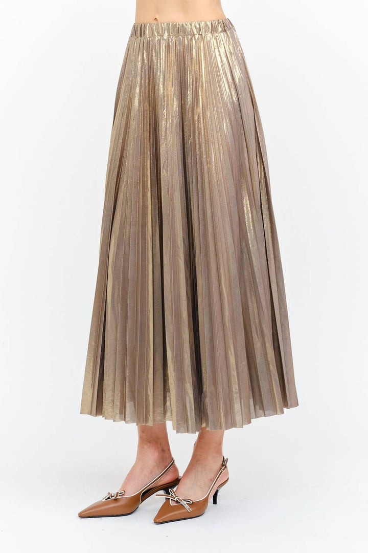 Gunmetal Pleated Skirt