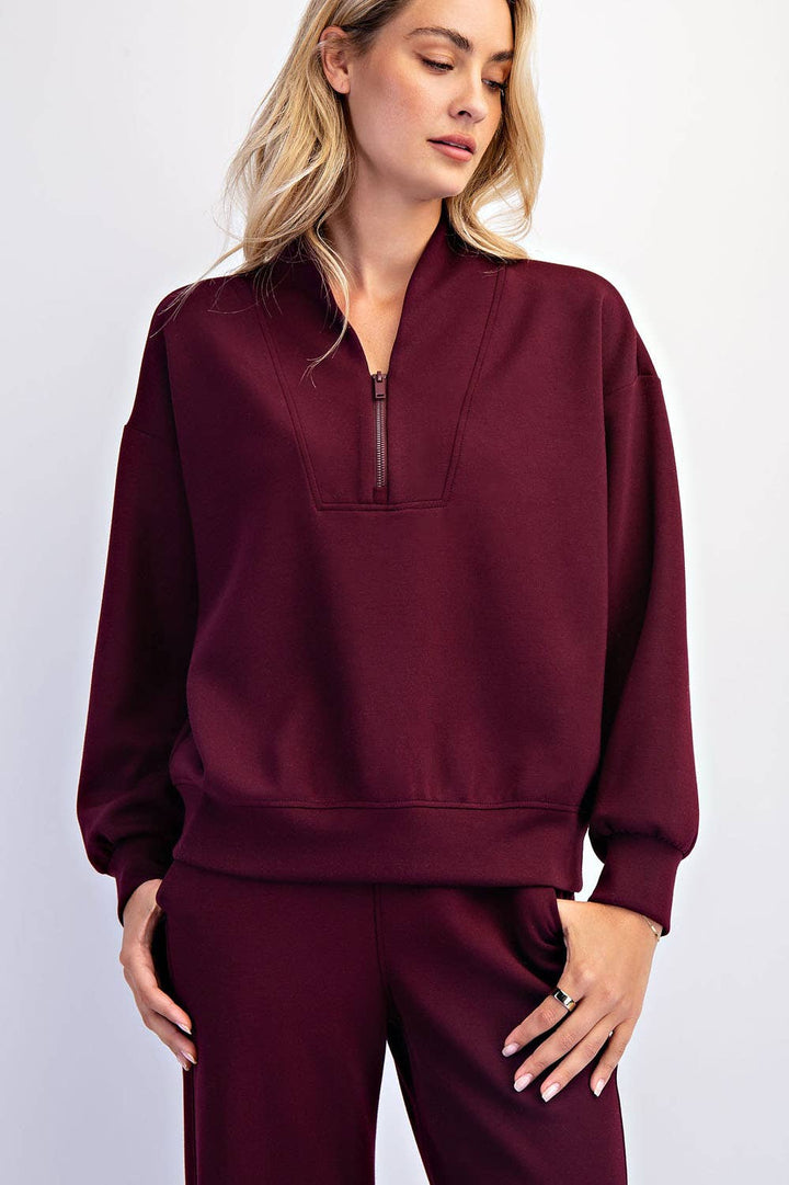 Scuba Wine Half Zip Jacket